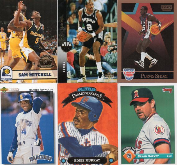 random baseball and basketball cards featuring players with mustaches