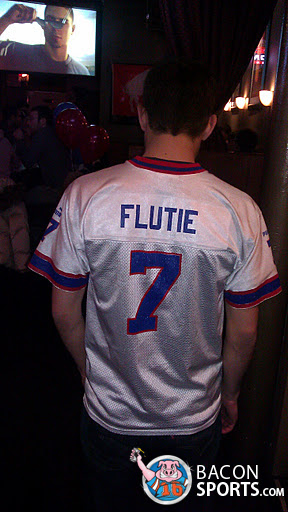 sports fan rocking a Doug Flutie Bills Jersey