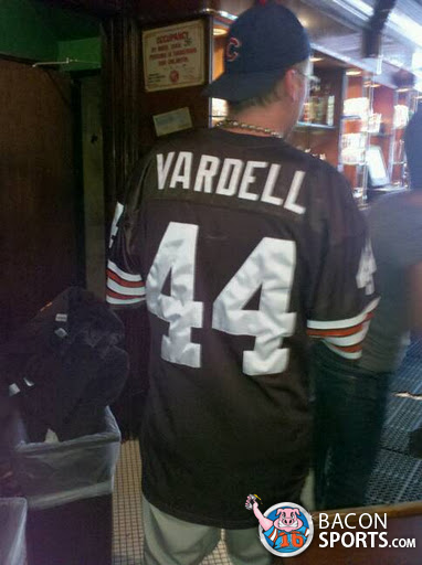 Browns fan rocking a tommy vardell jersey
