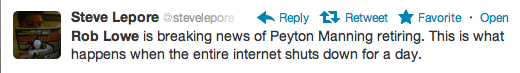 tweet about Rob Lowe and Peyton Manning