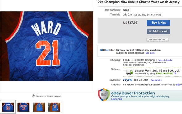 Charlie Ward Knicks Jersey Ebay