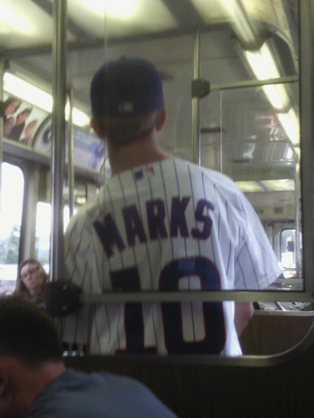 Ron Santo Marks Cubs Jersey