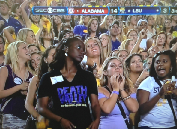 girls in the crowd at lsu football