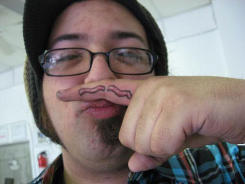 bacon mustache tattoo